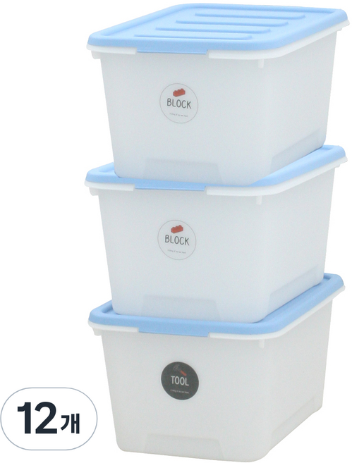 가쯔 멀티블럭 리빙박스, 블루, 24L, 12개