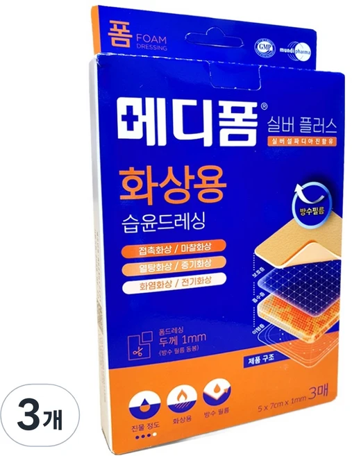 메디폼 실버플러스 밴드, 3개입, 3개 - 쿠팡