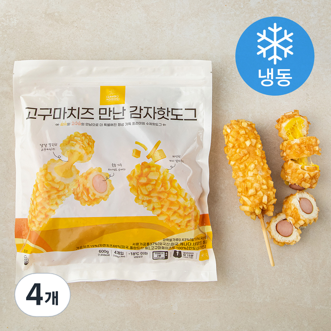 파머스핫도그 고구마치즈 만난 감자 핫도그 (냉동), 150g, 4개입, 4개