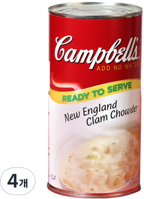 캠벨스 뉴잉글랜드 클램 차우더 스프, 4개, 1.36kg
