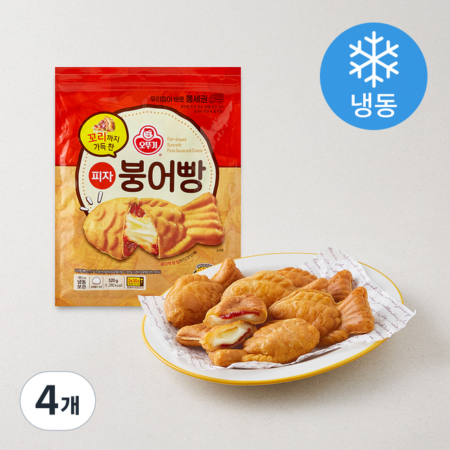 오뚜기 꼬리까지 가득찬 피자붕어빵 (냉동), 520g, 4개, 1개입