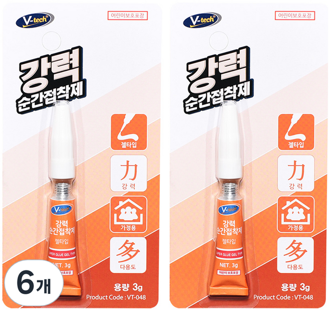 Vtech 젤타입 강력 순간 접착제, 6개