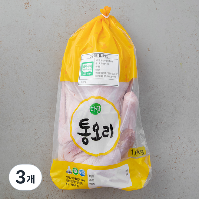 다향오리 통오리 백숙용 (냉장), 1.6kg, 3개