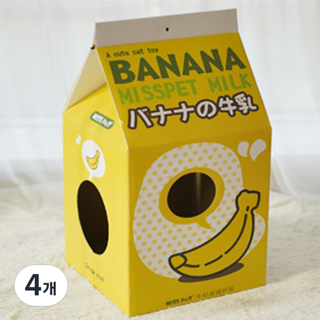 미스펫 고양이 우유하우스 스크래처 박스, 바나나, 4개