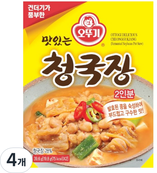 오뚜기 맛있는 청국장, 39.6g, 4개