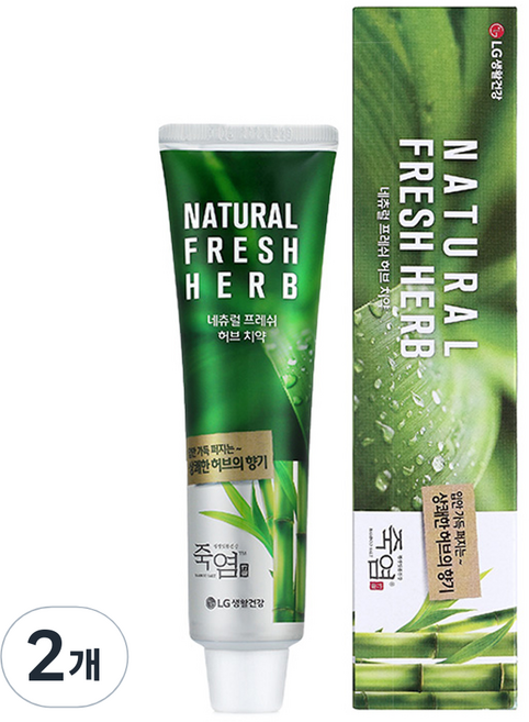 죽염 네츄럴 프레쉬 허브 치약, 160g, 2개