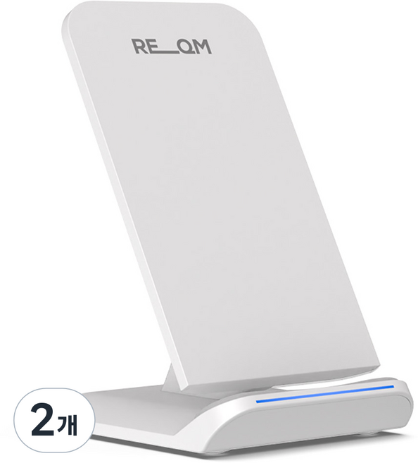 리큐엠 15W 고속 무선충전기 스탠드타입 QWC-Q1500, 화이트, 2개