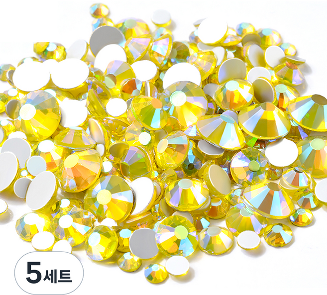 메이브라운 셀프네일 고급 컬러 사이즈혼합 평 네일스톤, M03102(옐로우), 5세트