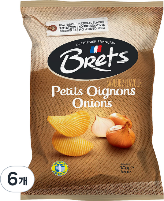 브렛츠 어니언 감자칩, 125g, 6개