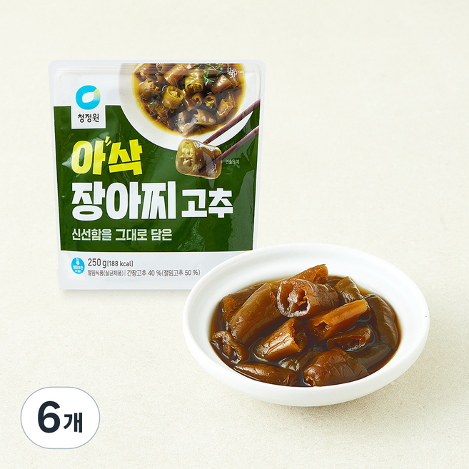 청정원 아삭 장아찌 고추, 250g, 6개