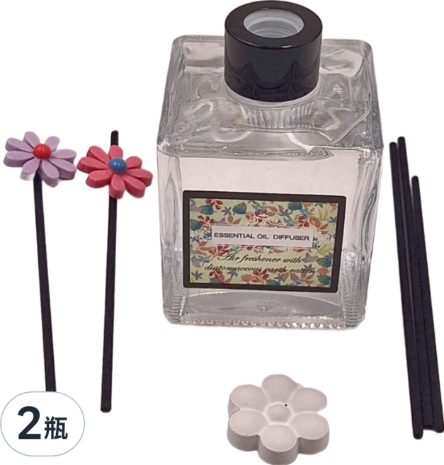 QiMart 專利春花限定法國精油擴香瓶 含精油與界面活性劑, 香水麝香, 2瓶, 200ml