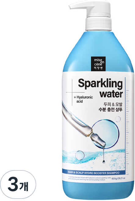 mise en scene 魅尚萱 氣泡水頭皮保濕玻尿酸洗髮精, 3瓶, 800g