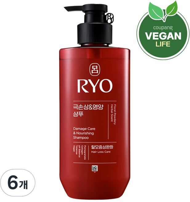 RYO 呂 全方位頭皮養護洗髮精 染燙受損, 480ml, 6個