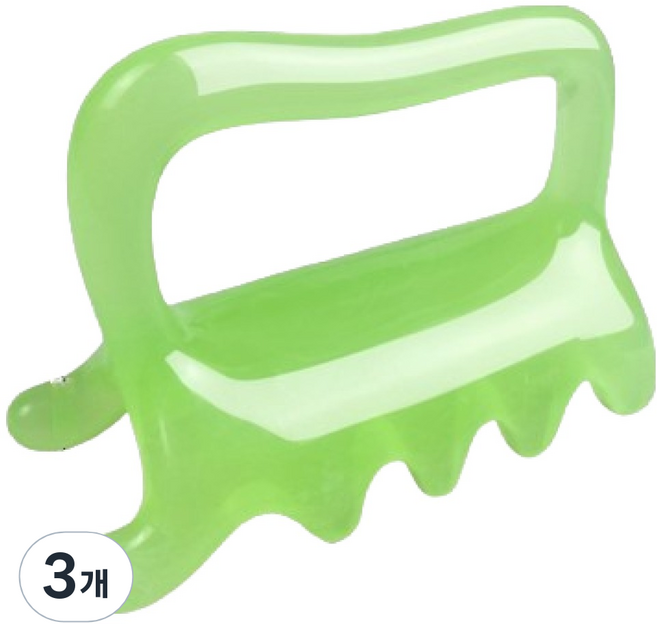에브링 손잡이 이중괄사 마사지기, 그린, 3개