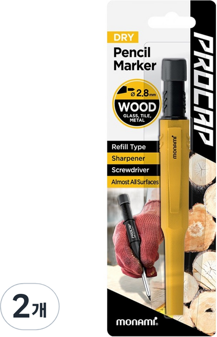 모나미 프로캡 드라이펜슬마카 블랙, 1색, 2개