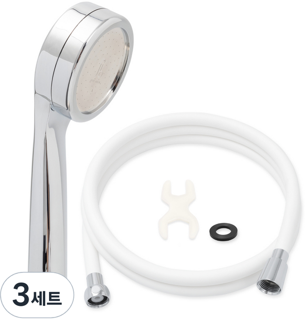 제일바스 수압상승 샤워헤드 + pvc 샤워호스줄 2m 세트, 3개, 화이트(샤워호스)