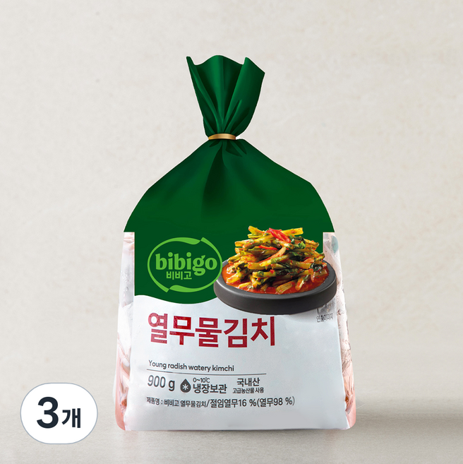 비비고 열무 물김치, 900g, 3개