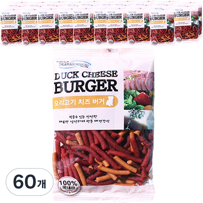 펫더맨 강아지 치즈버거 져키, 오리고기, 100g, 60개