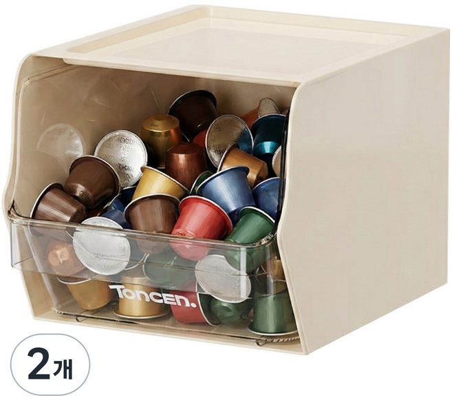 스윗콩 다용도 슬라이딩 수납함, 화이트, 2개