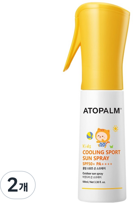 아토팜 키즈 쿨링 스포츠 선 스프레이 SPF50+ PA++++, 100ml, 2개
