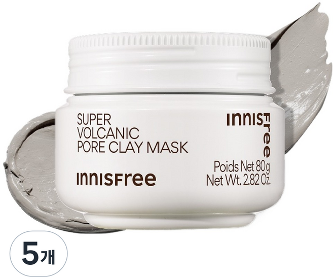 INNISFREE 超級火山泥毛孔清潔面膜 80g, 5個, 1入
