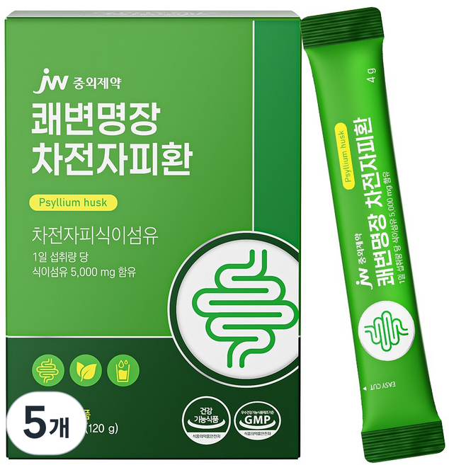 jw Pharmaceutical 順暢名將 車前子殼錠 30入, 120g, 5個