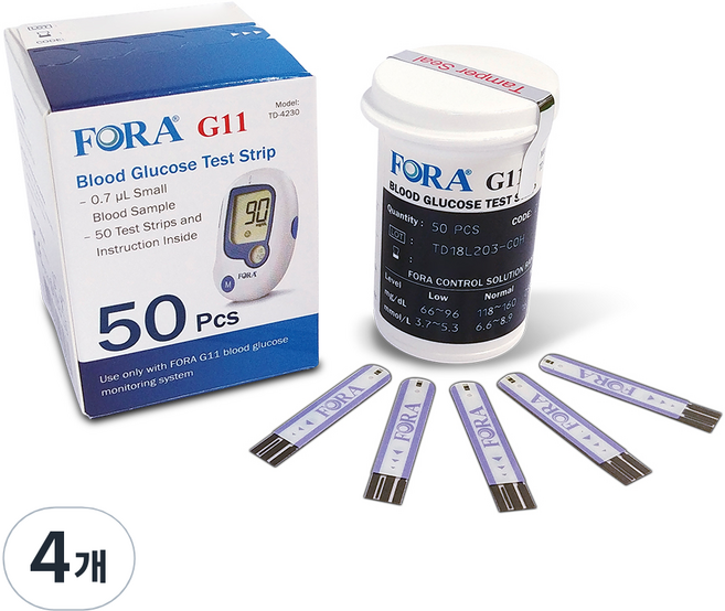 포라 G11 스트립 개인용 혈당검사지, 50개입, 4개