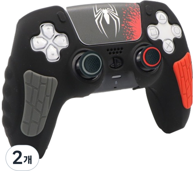 호후 플스5 PS5 프로 슬림 컨트롤러 듀얼센스 엘리츠 실리콘 그립 케이스, 스파이더 블랙, 2개