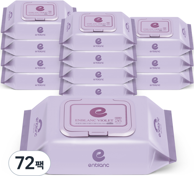 앙블랑 세이프 바이올렛 유아물티슈 휴대캡형, 70g, 26매, 72개
