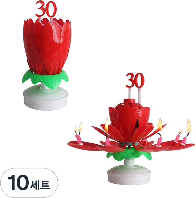 PARTY LIFE 數字蓮花蠟燭 + 數字組合, 紅色, 10套