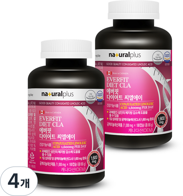 내츄럴플러스 에버핏 다이어트 씨엘에이, 180정, 4개
