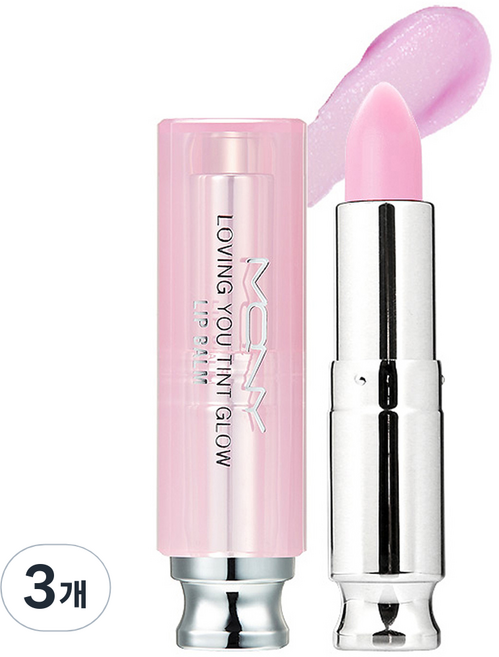 맥퀸뉴욕 러빙유 틴트 글로우 립밤, 비비드핑크, 3.5g, 3개