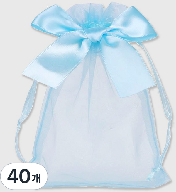 Inp 高級網紗緞帶福袋 16 x 22 cm, 40個, 天藍色