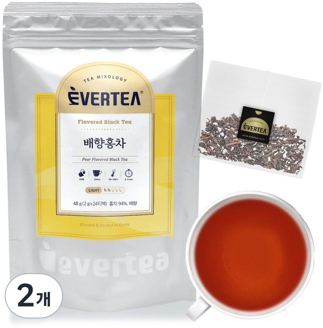 에버티 배향 가향 홍차 티백, 2개, 24개입, 2g