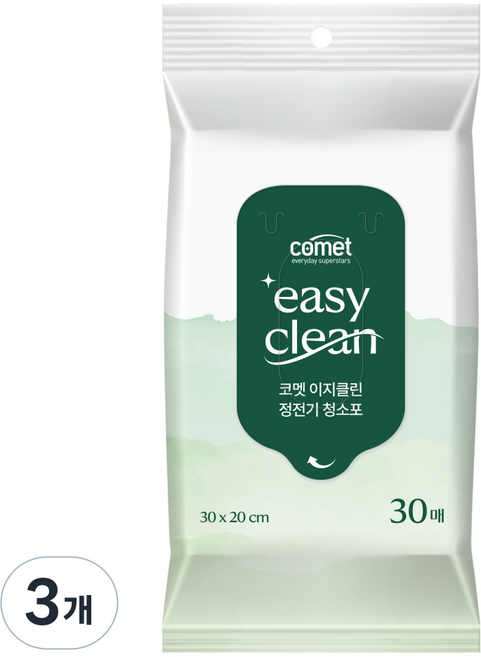코멧 이지클린 정전기 청소포 표준사이즈 30매, 3개