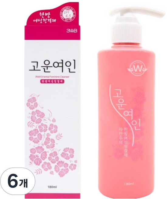 3WB 여성용 고운여인 한방 청결제, 180ml, 6개