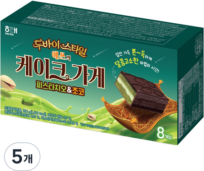 오예스 예쓰의 케이크가게 두바이 피스타치오 & 초코, 280g, 5개