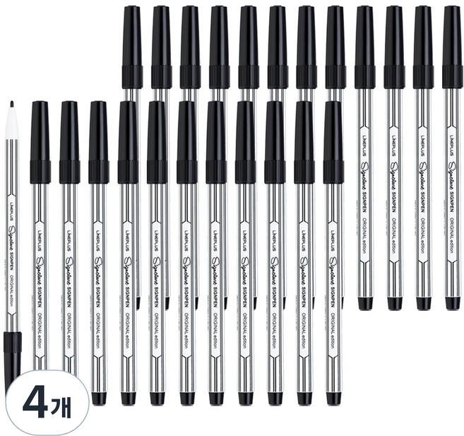 라인플러스 시그니처 사인펜, 흑색, 48개