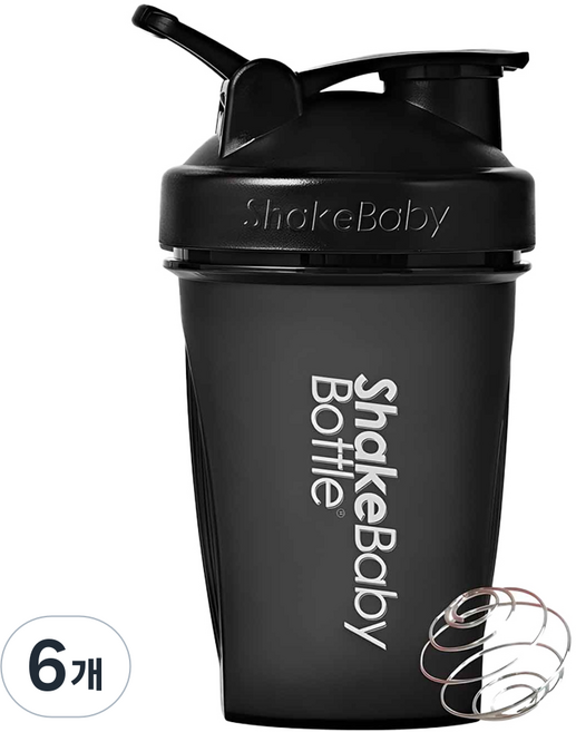 쉐이크베이비 보틀 쉐이커, 블랙, 600ml, 6개