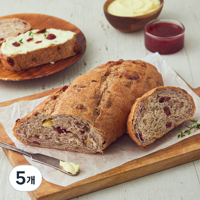 브로드카세 발효종 크렌베리 호두통밀 치즈깜바뉴, 430g, 1개입, 5개