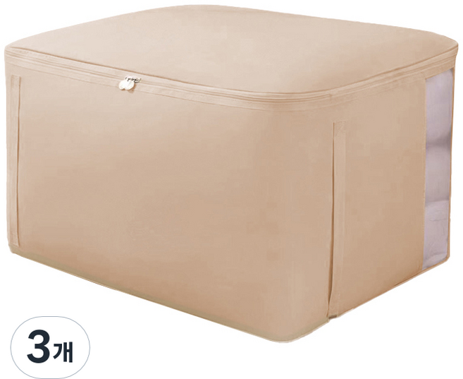 리빙공감 대용량 의류 이불 수납 정리 파우치, 아이보리, 3개