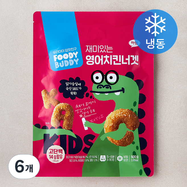 푸디버디 재미있는 영어치킨너겟 (냉동), 500g, 6개