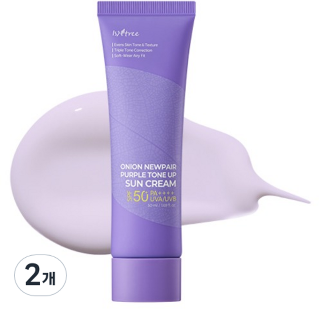 이즈앤트리 어니언 뉴페어 퍼플 톤업 선크림 SPF50+ PA++++, 2개, 50ml