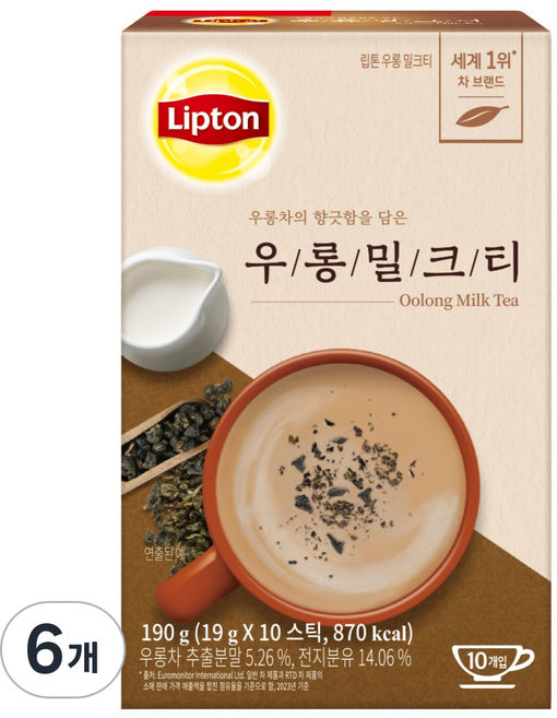 Lipton 立頓 烏龍奶茶沖泡飲隨身包, 19g, 10條, 6盒