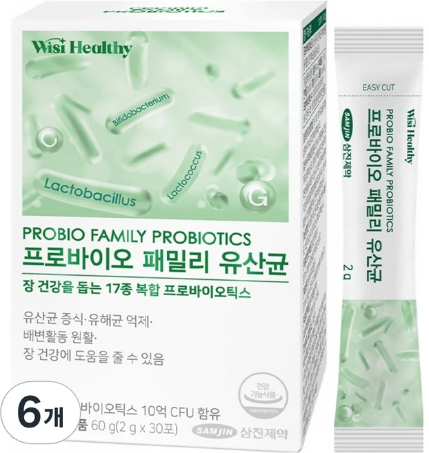 위시헬씨 프로바이오 패밀리 유산균, 60g, 6개 - 쿠팡