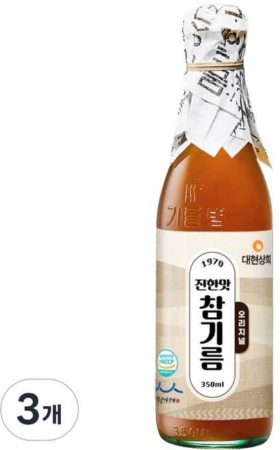대현상회 오리지널 진한맛 참기름, 350ml, 3개