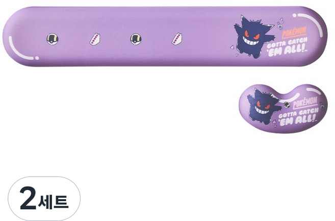 퓨전에프엔씨 포켓몬스터 키보드 마우스 손목 받침대 쿠션 패드 팜레스트 보호대 세트 FPKP10, 팬텀, 2세트