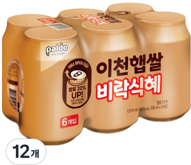 팔도 이천햅쌀 비락식혜, 335ml, 12개