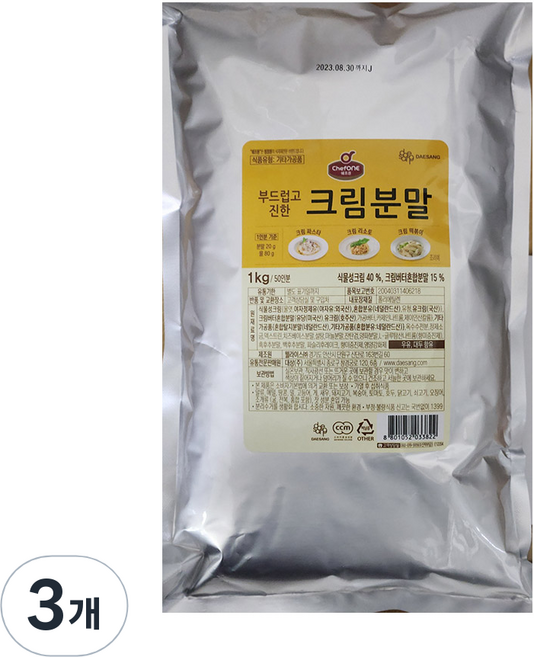 쉐프원 부드럽고 진한 크림분말, 1kg, 3개