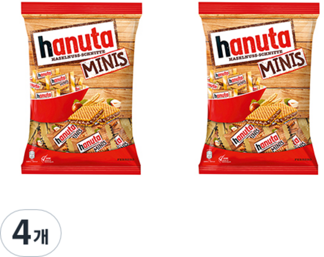 hanuta 迷你金沙榛果巧克力夾心餅乾, 200g, 4包